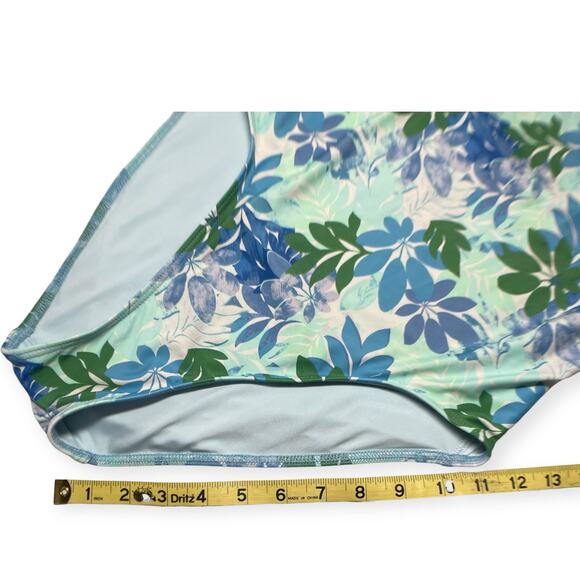 Xirena Orion Blue Sail Tropical Floral One Piece Shoulder Tie Swimsuit Medium - Picture 13 of 14